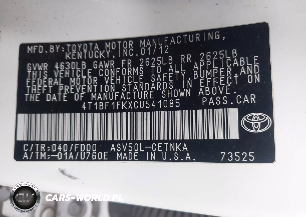 2012 Toyota Camry Se-Le-Xle VIN:4T1BF1FKXCU541085 - 9