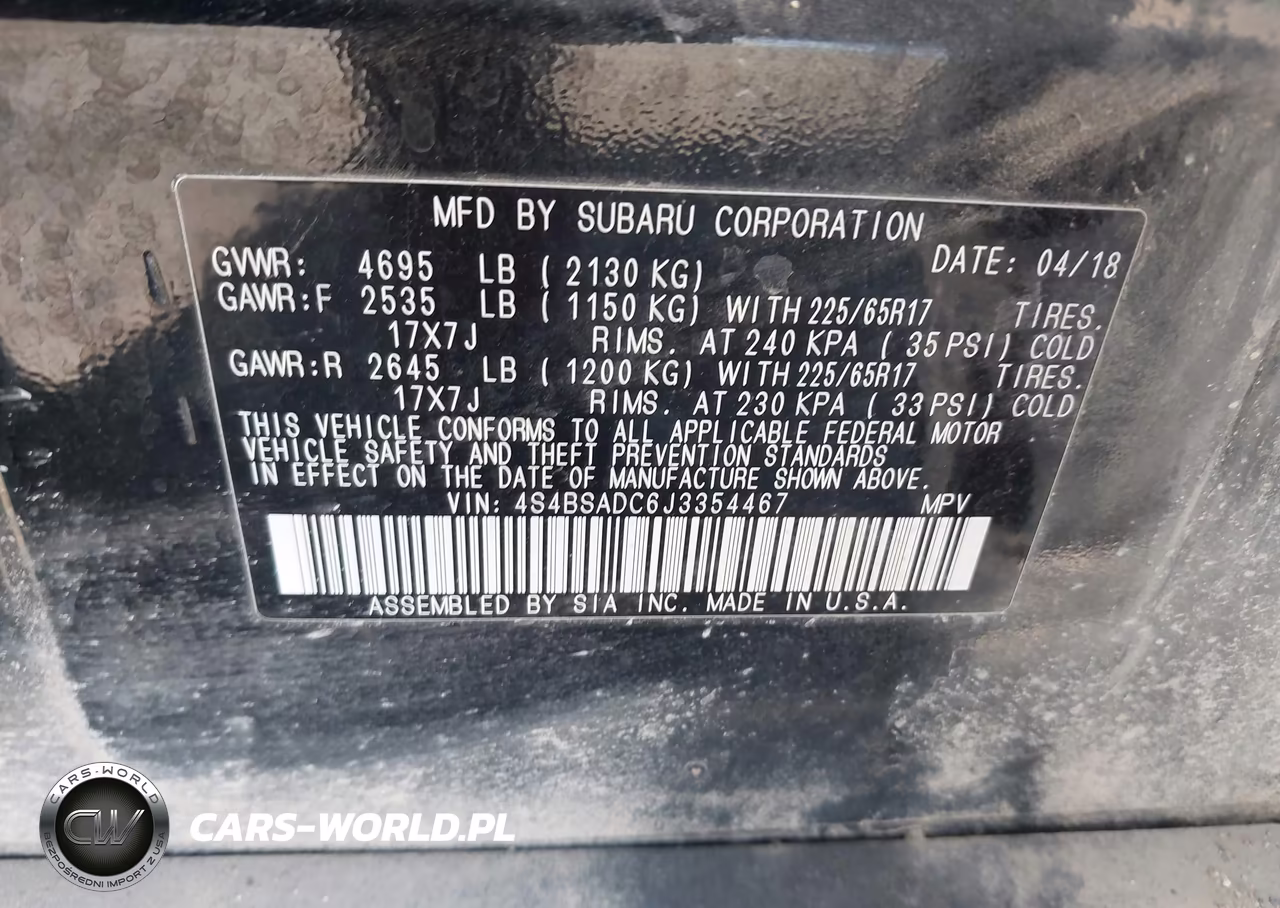 2018 Subaru Outback 2.5I Premium VIN:4S4BSADC6J3354467 - 9