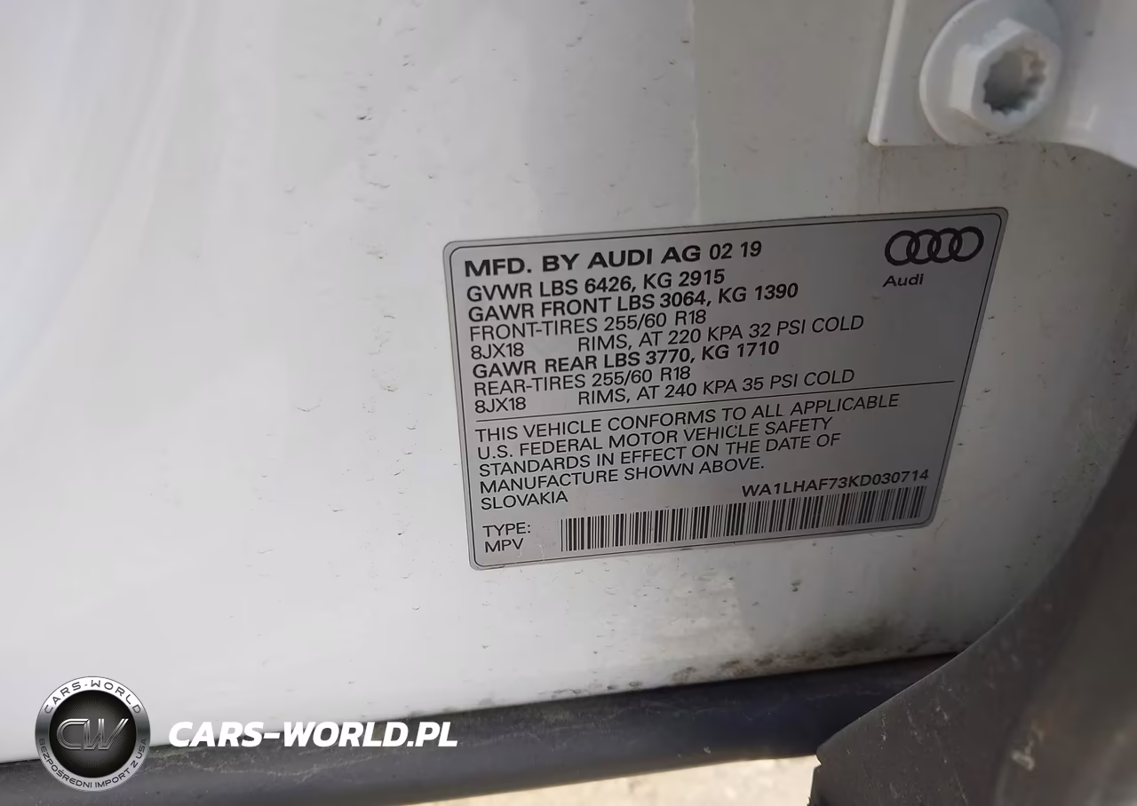 2019 Audi Q7 45 Premium VIN:WA1LHAF73KD030714 - 9