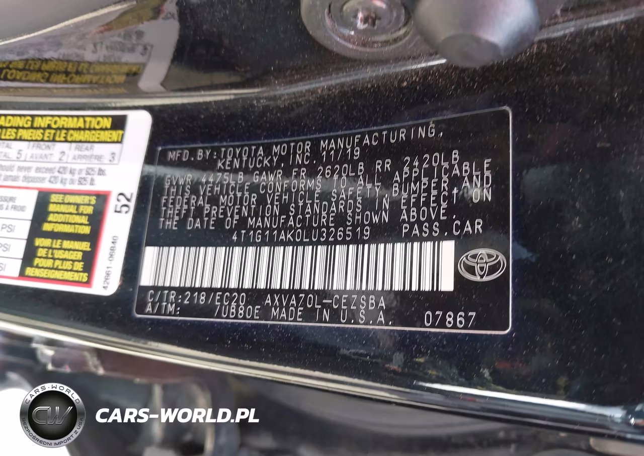 2020 Toyota Camry Se Nightshade Edition VIN:4T1G11AK0LU326519 - 9