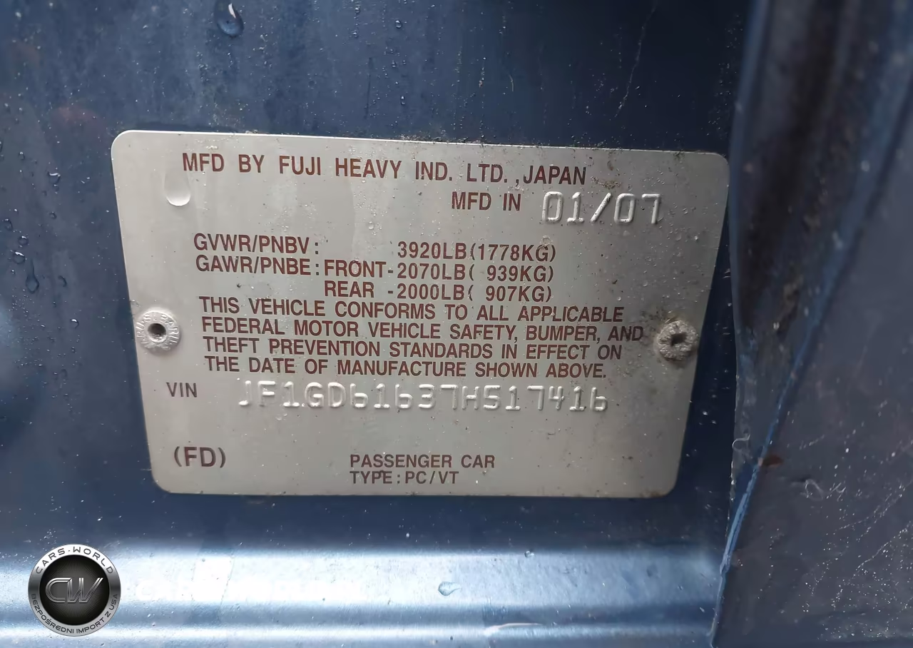 2007 Subaru Impreza 2.5I VIN:JF1GD61637H517416 - 9