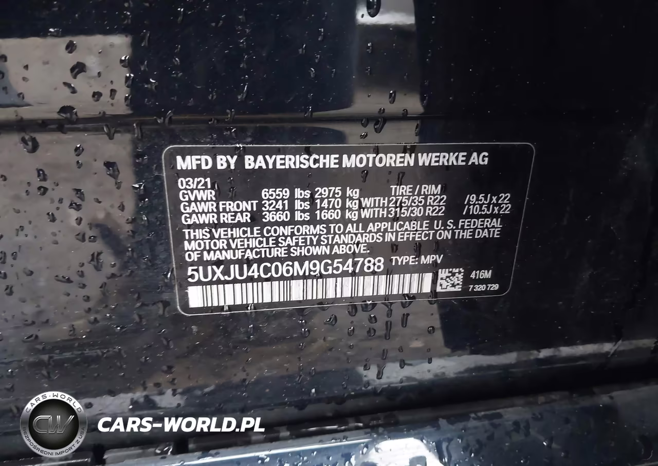 2021 BMW X5 M50I VIN:5UXJU4C06M9G54788 - 9