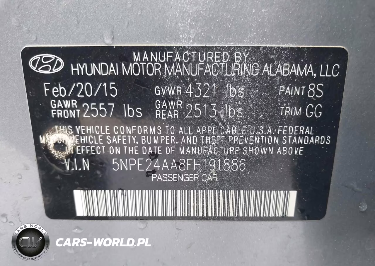 2015 Hyundai Sonata Eco VIN:5NPE24AA8FH191886 - 9