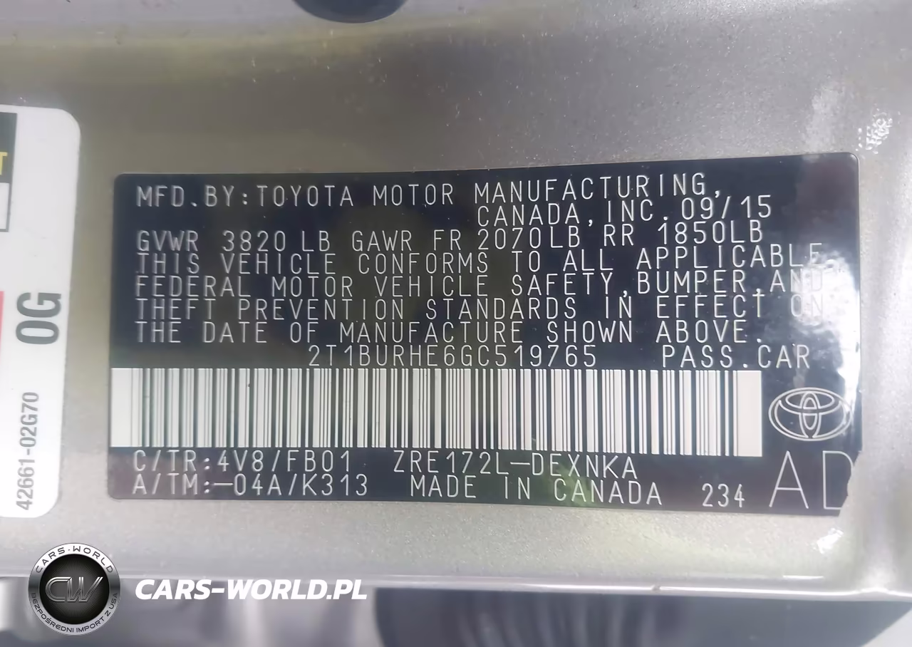 2016 Toyota Corolla Le Plus VIN:2T1BURHE6GC519765 - 9