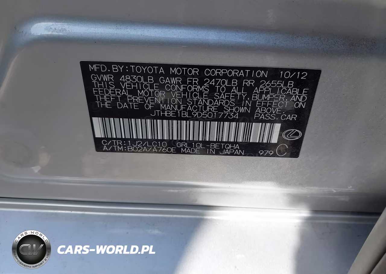2013 Lexus Gs 350 VIN:JTHBE1BL9D5017734 - 9