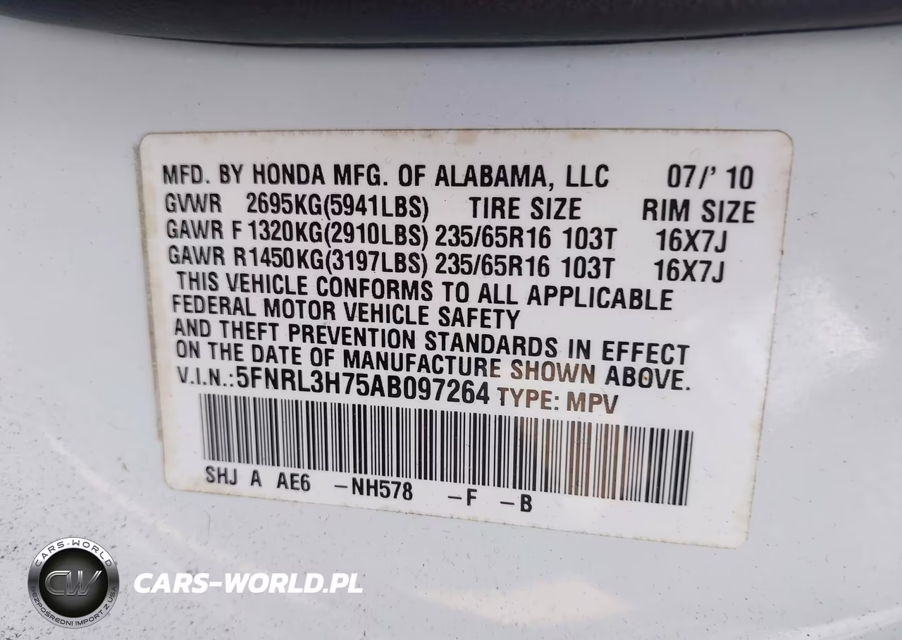 2010 Honda Odyssey Ex-L VIN:5FNRL3H75AB097264 - 9
