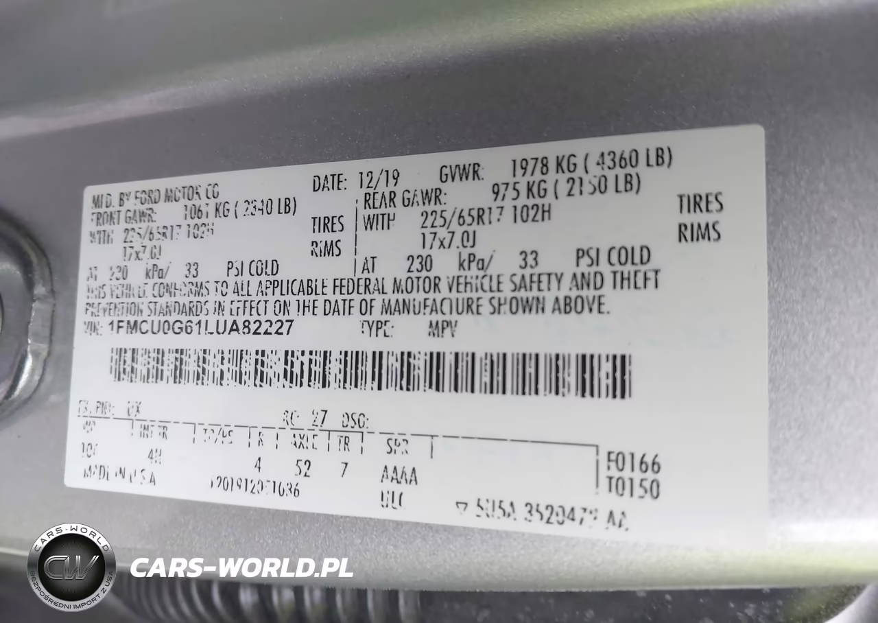 2020 Ford Escape Se VIN:1FMCU0G61LUA82227 - 9