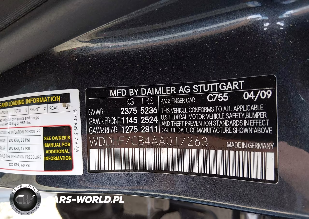 2010 Mercedes-Benz E 550 VIN:WDDHF7CB4AA017263 - 9