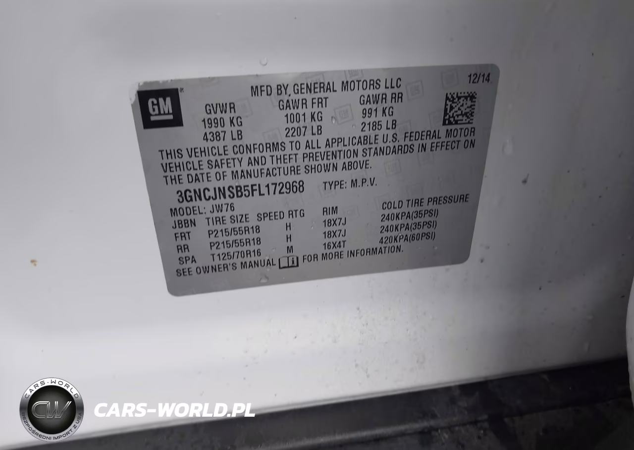 2015 Chevrolet Trax Ltz VIN:3GNCJNSB5FL172968 - 9