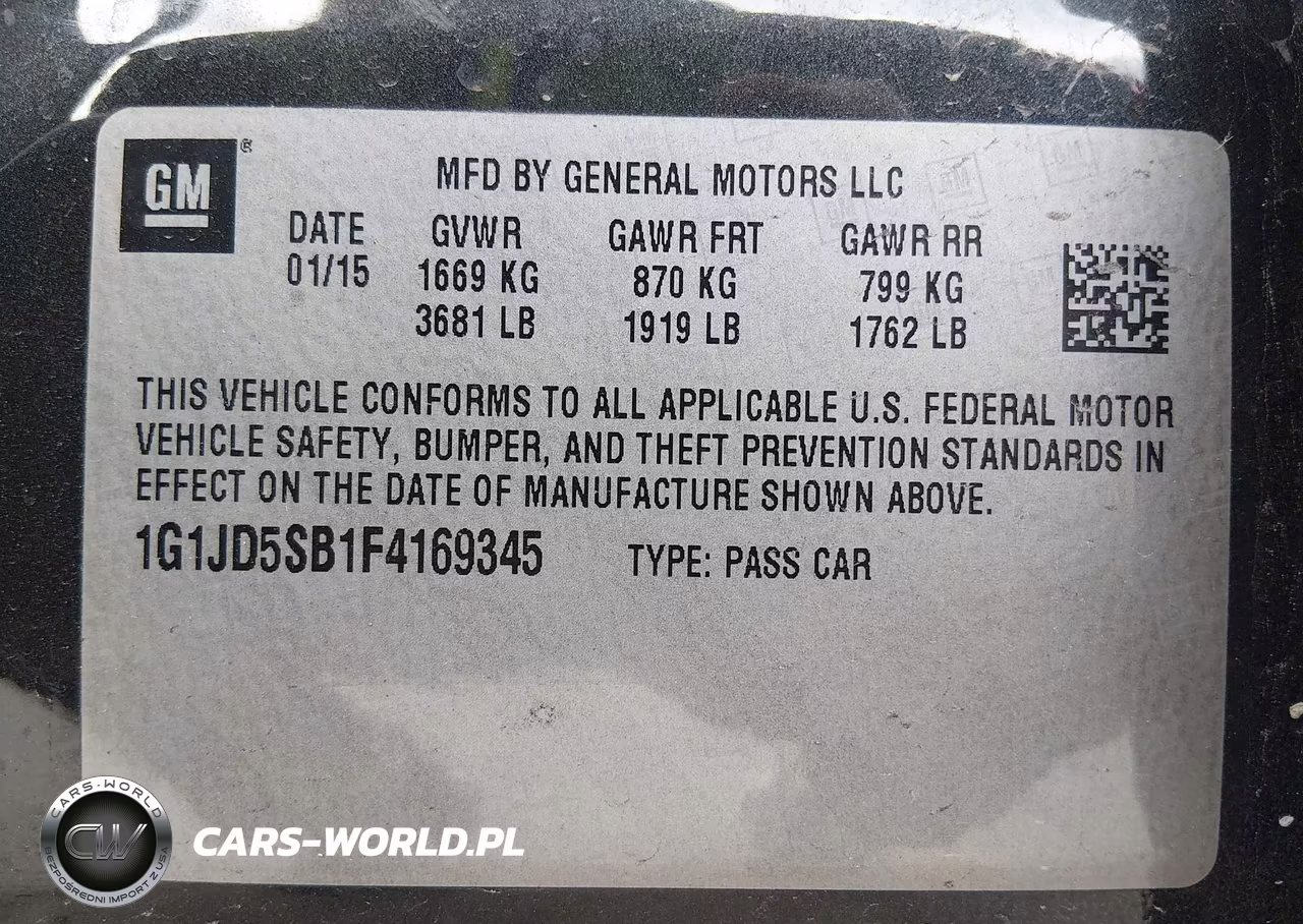 2015 Chevrolet Sonic Lt Manual VIN:1G1JD5SB1F4169345 - 7