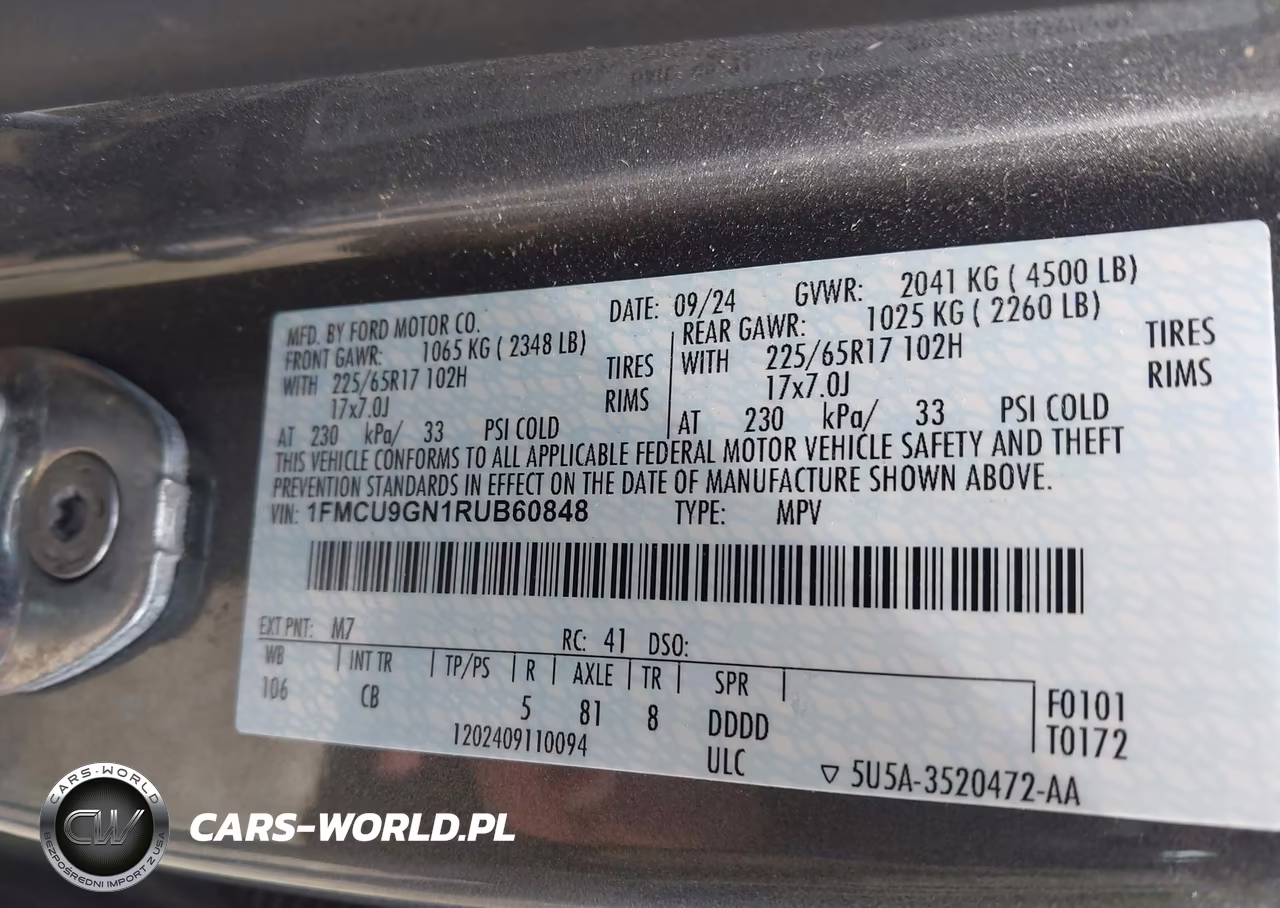 2024 Ford Escape Active VIN:1FMCU9GN1RUB60848 - 9