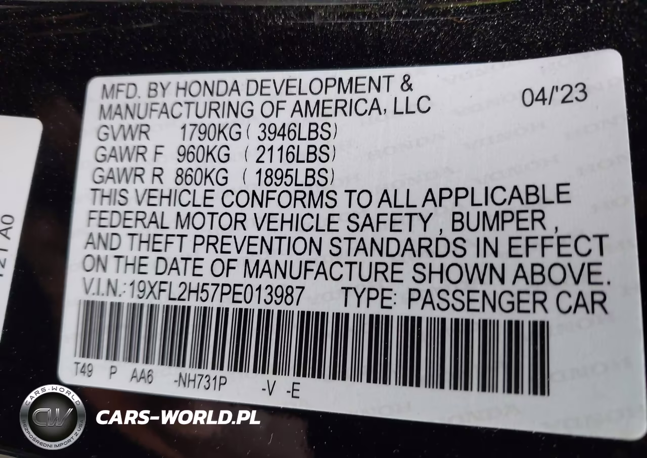 2023 Honda Civic Lx VIN:19XFL2H57PE013987 - 9