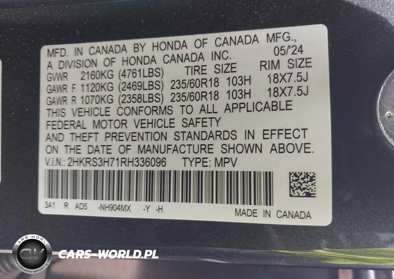 2024 Honda Cr-V Ex-L 2Wd VIN:2HKRS3H71RH336096 - 9