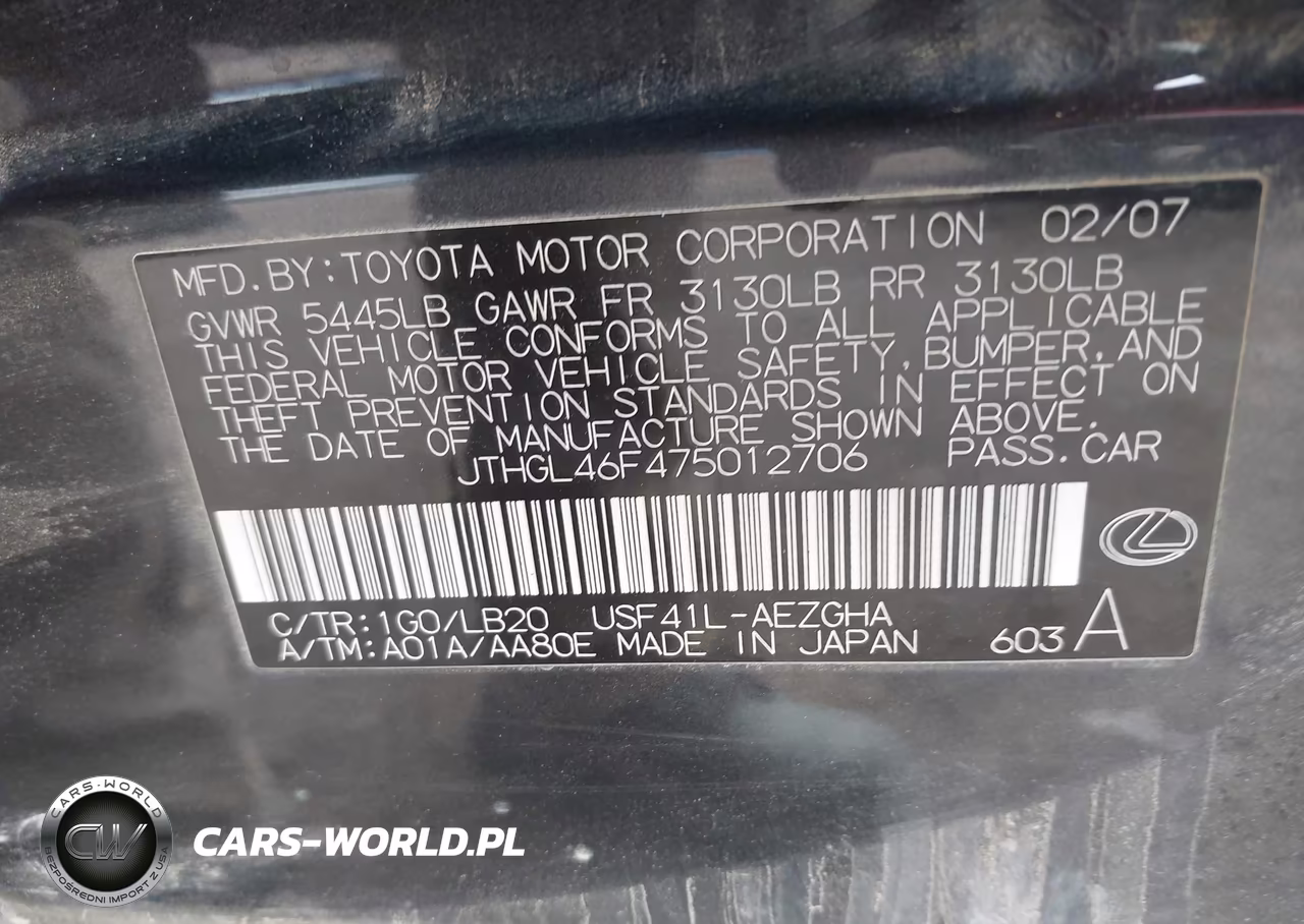 2007 Lexus Ls 460 L VIN:JTHGL46F475012706 - 9
