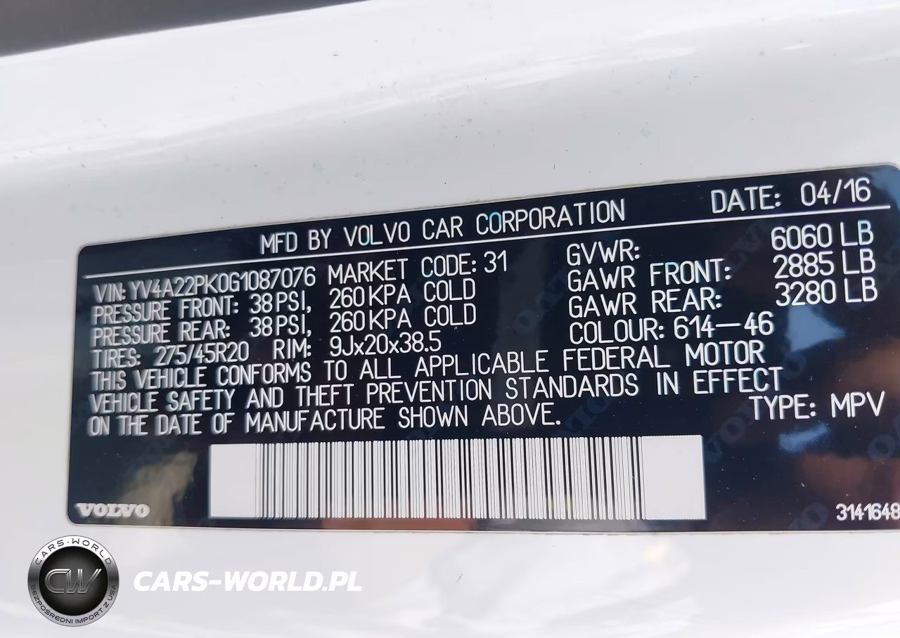 2016 Volvo Xc90 T6 Momentum VIN:YV4A22PK0G1087076 - 9