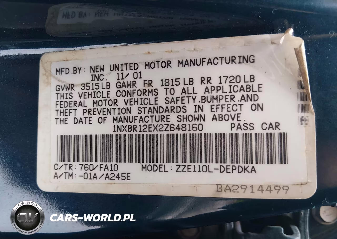 2002 Toyota Corolla Le VIN:1NXBR12EX2Z648160 - 9