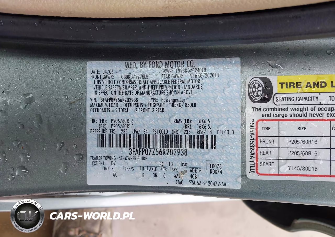 2006 Ford Fusion Se VIN:3FAFP07Z56R202938 - 9