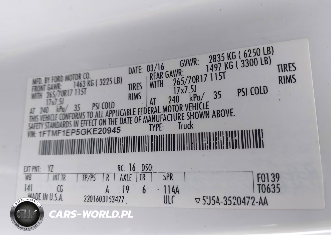 2016 Ford F-150 Xl VIN:1FTMF1EP5GKE20945 - 9
