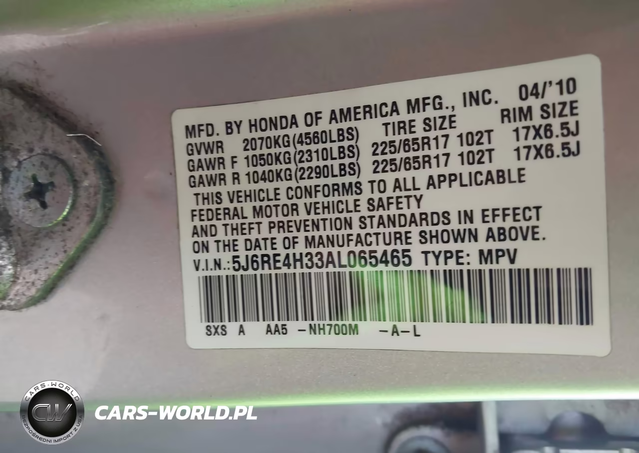 2010 Honda Cr-V Lx VIN:5J6RE4H33AL065465 - 9