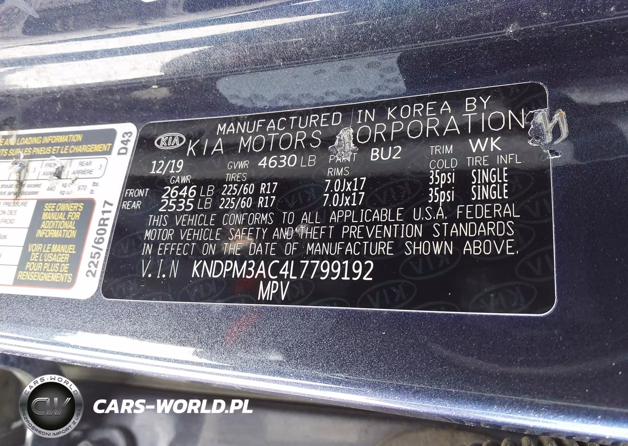 2020 Kia Sportage Lx VIN:KNDPM3AC4L7799192 - 9