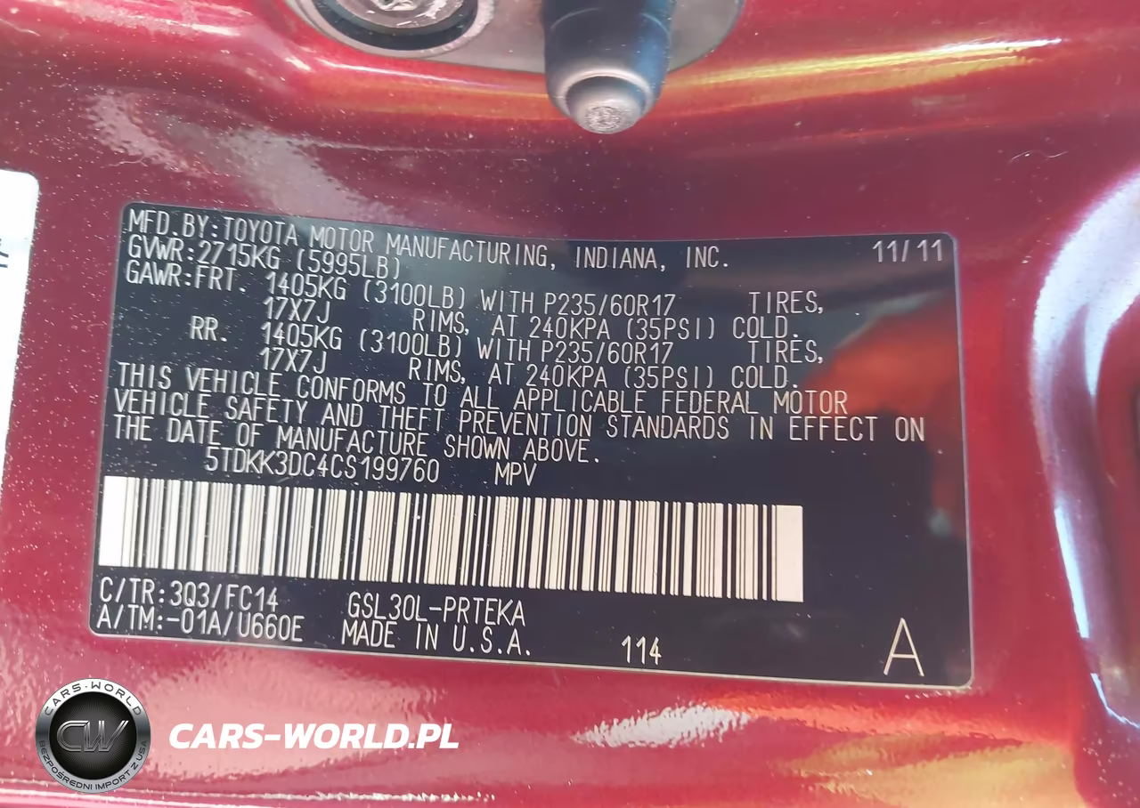 2012 Toyota Sienna Le V6 8 Passenger VIN:5TDKK3DC4CS199760 - 9