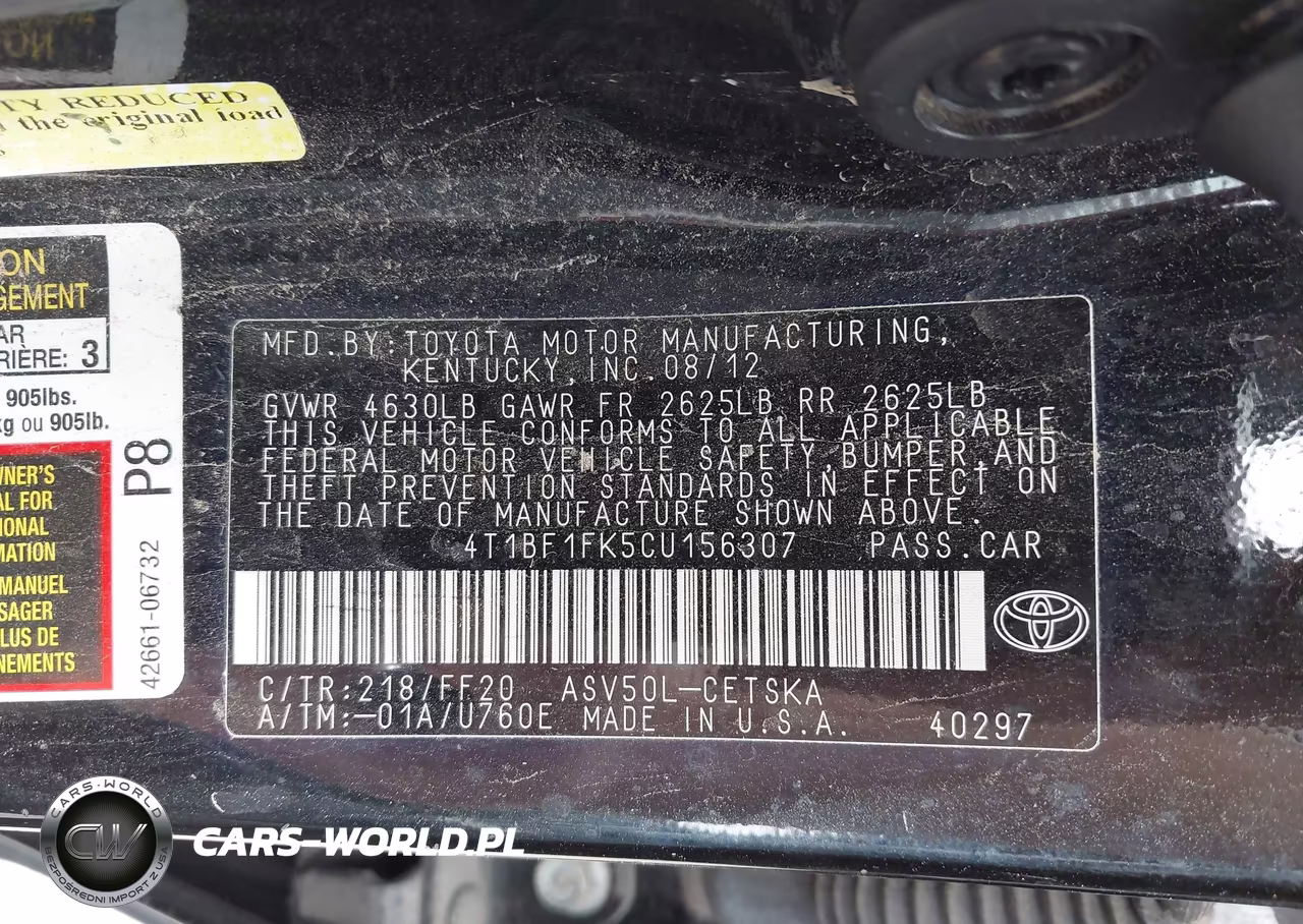2012 Toyota Camry Se Limited Edition VIN:4T1BF1FK5CU156307 - 9