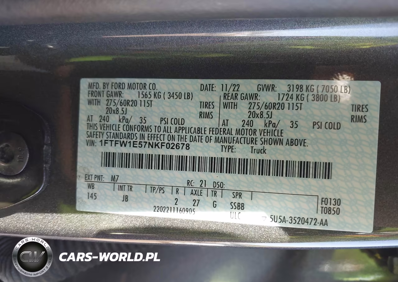 2022 Ford F-150 Xl VIN:1FTFW1E57NKF02678 - 9