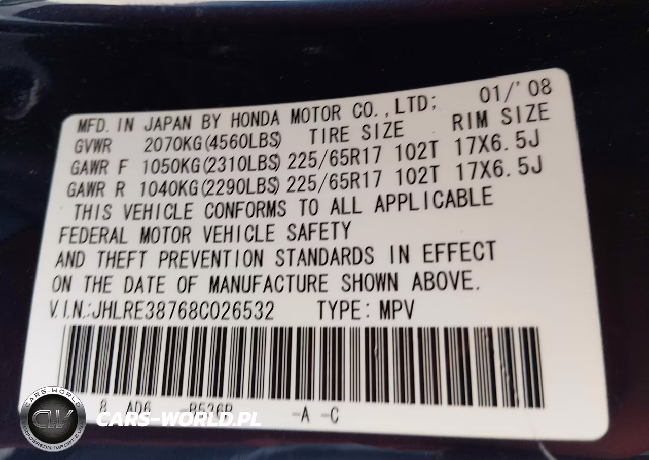 2008 Honda Cr-V Ex-L VIN:JHLRE38768C026532 - 9