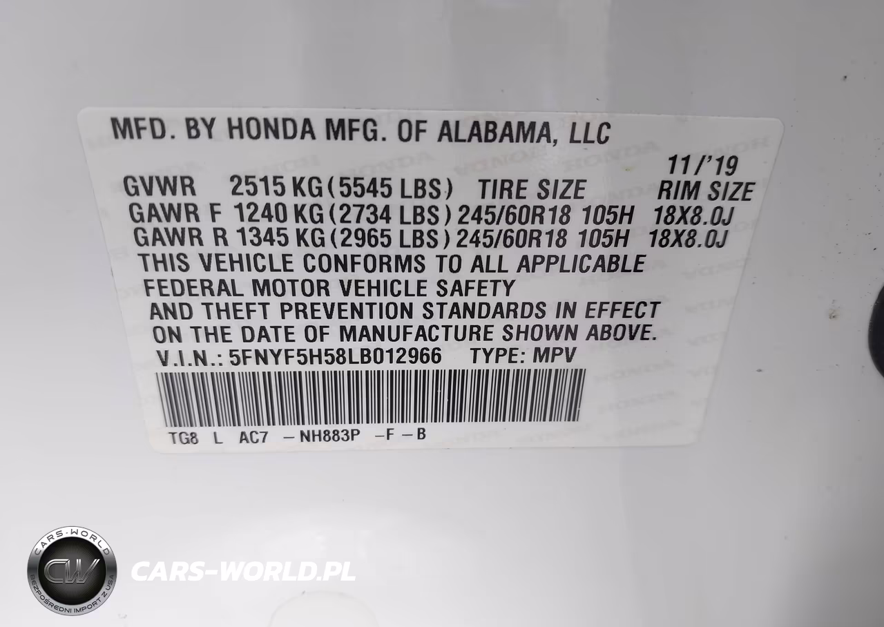 2020 Honda Pilot 2Wd Ex-L VIN:5FNYF5H58LB012966 - 9