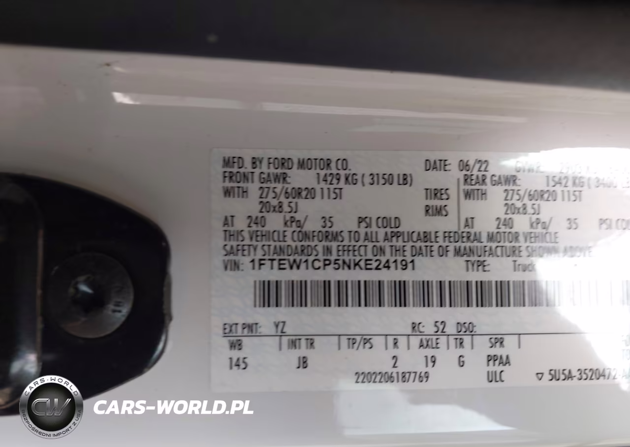 2022 Ford F-150 Xl VIN:1FTEW1CP5NKE24191 - 9