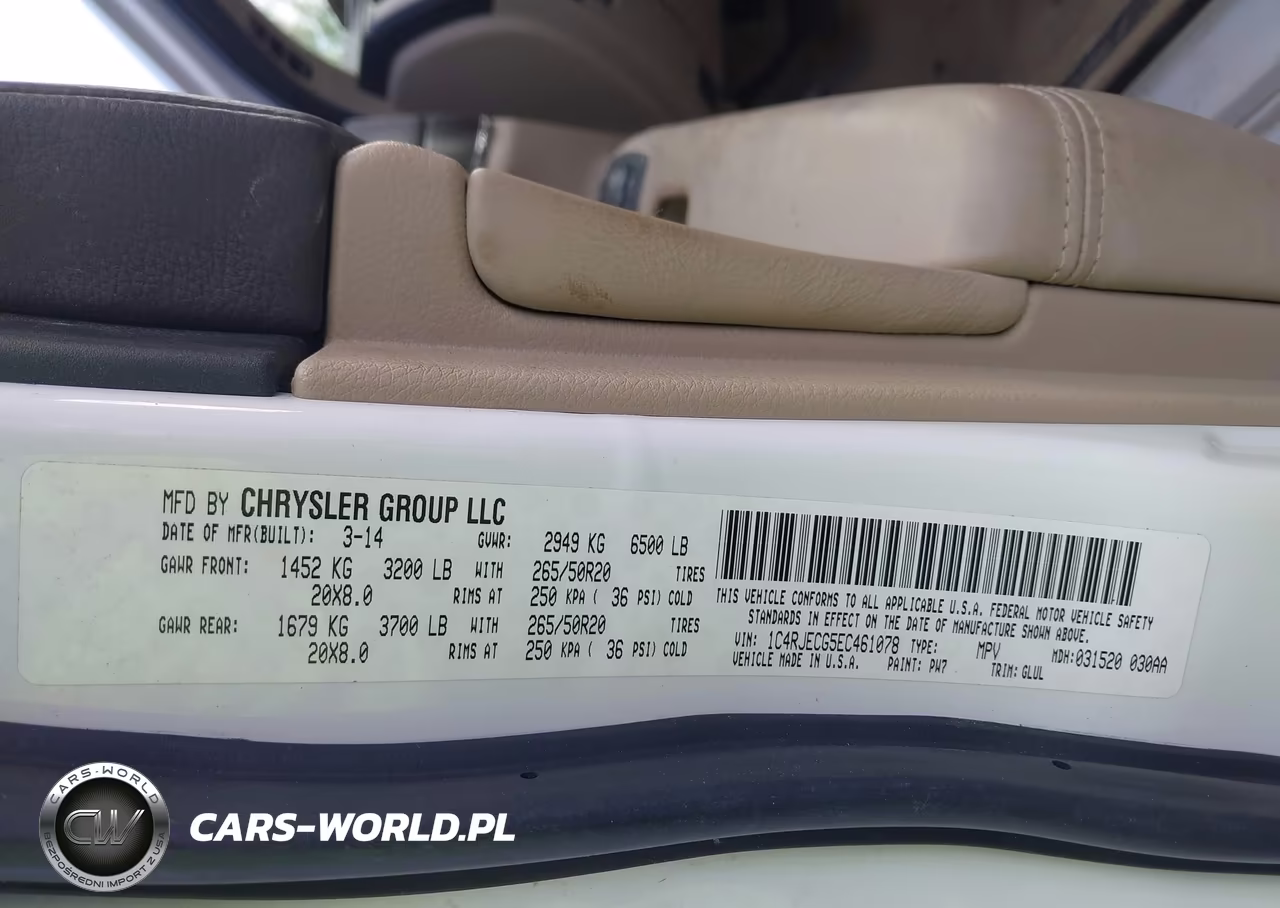 2014 Jeep Grand Cherokee Overland VIN:1C4RJECG5EC461078 - 9