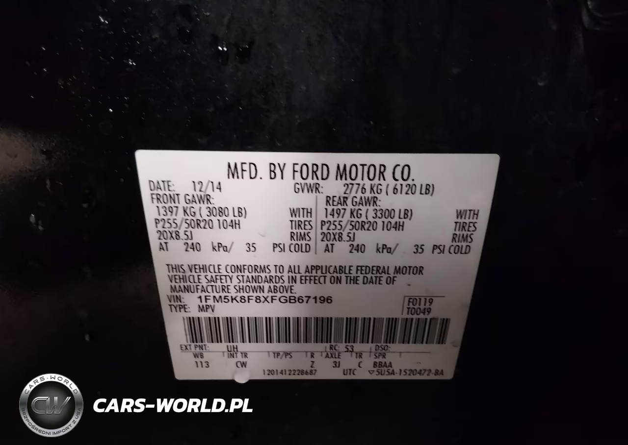 2015 Ford Explorer Limited VIN:1FM5K8F8XFGB67196 - 9