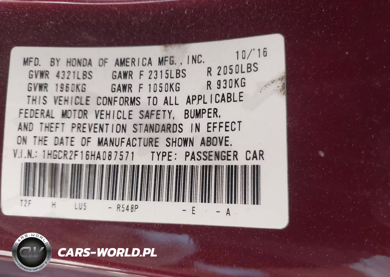 2017 Honda Accord Sport Se VIN:1HGCR2F16HA087571 - 9
