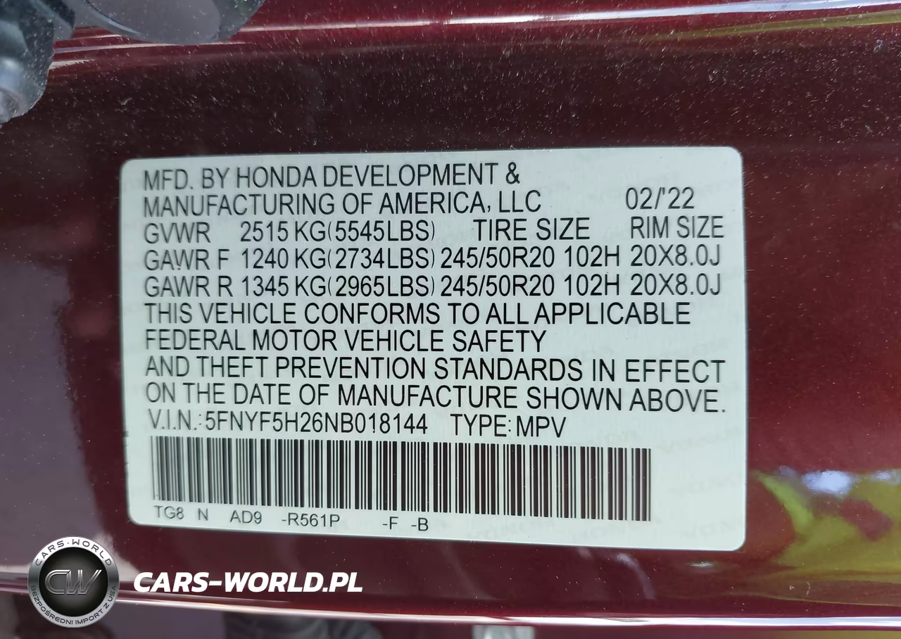 2022 Honda Pilot 2Wd Special Edition VIN:5FNYF5H26NB018144 - 9