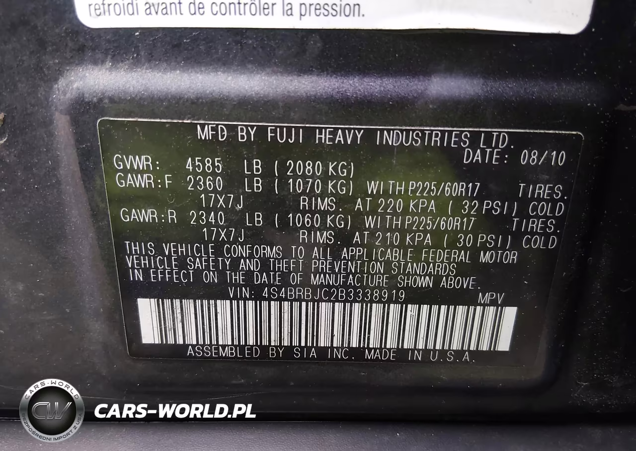 2011 Subaru Outback 2.5I Limited VIN:4S4BRBJC2B3338919 - 9