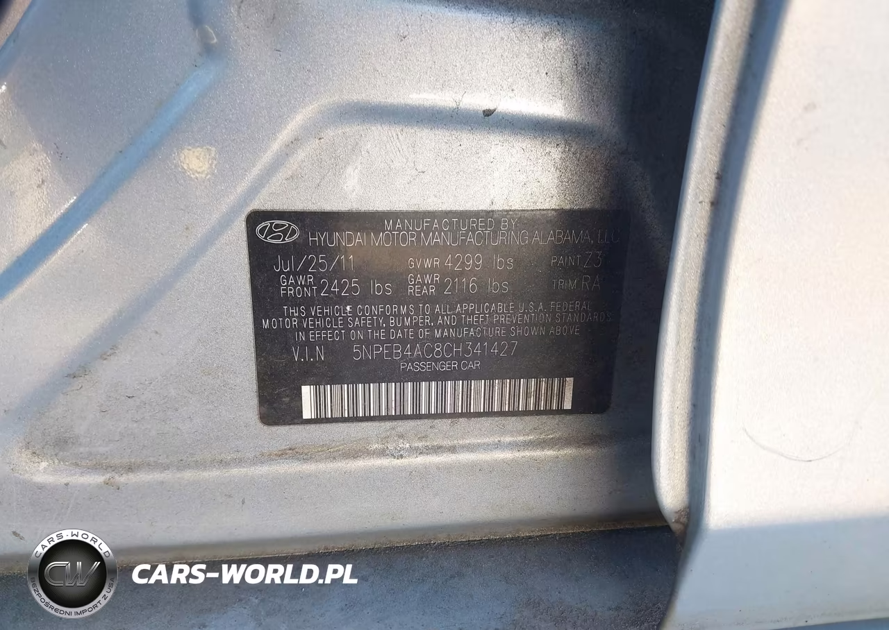 2012 Hyundai Sonata Gls VIN:5NPEB4AC8CH341427 - 9