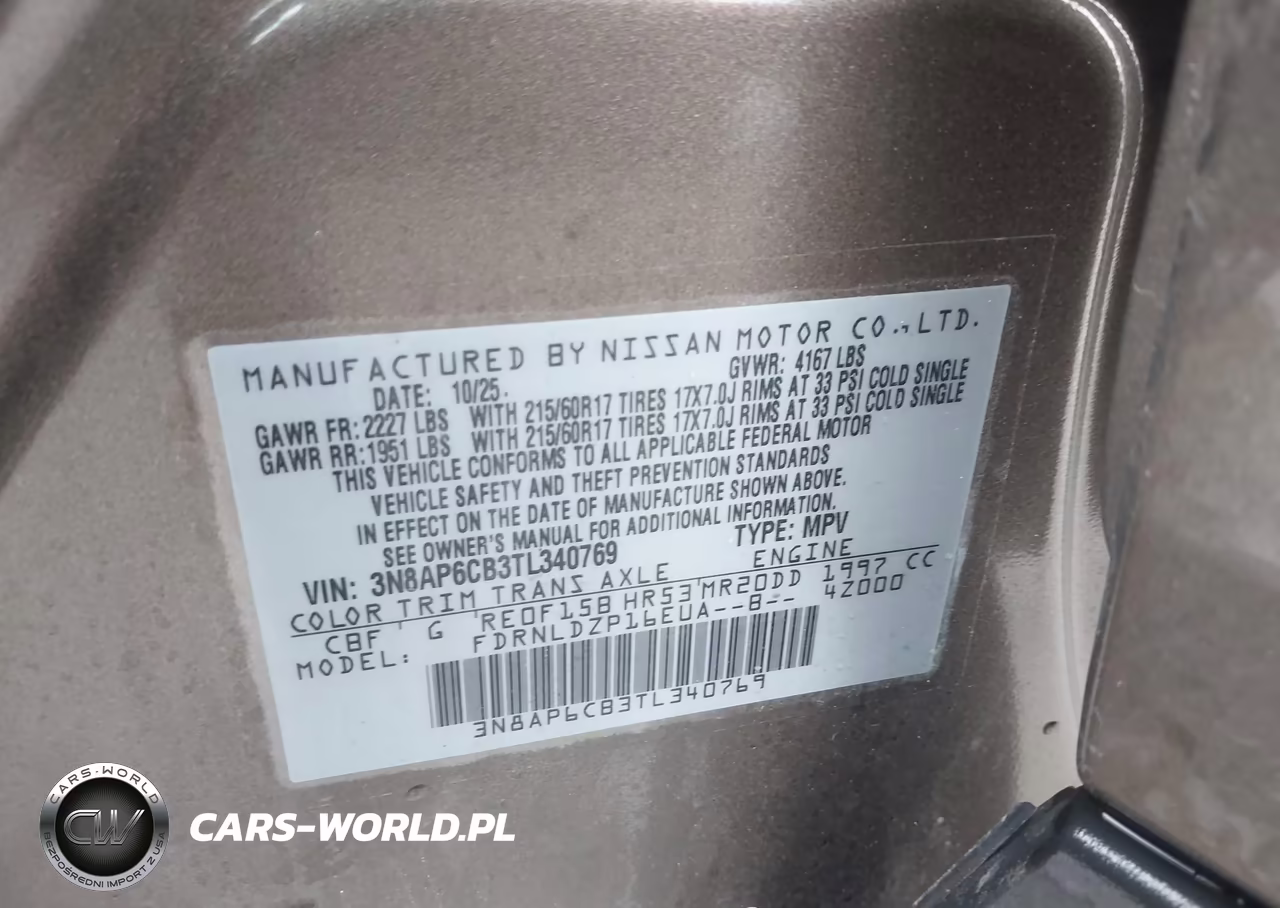 2026 Nissan Kicks Sv VIN:3N8AP6CB3TL340769 - 9