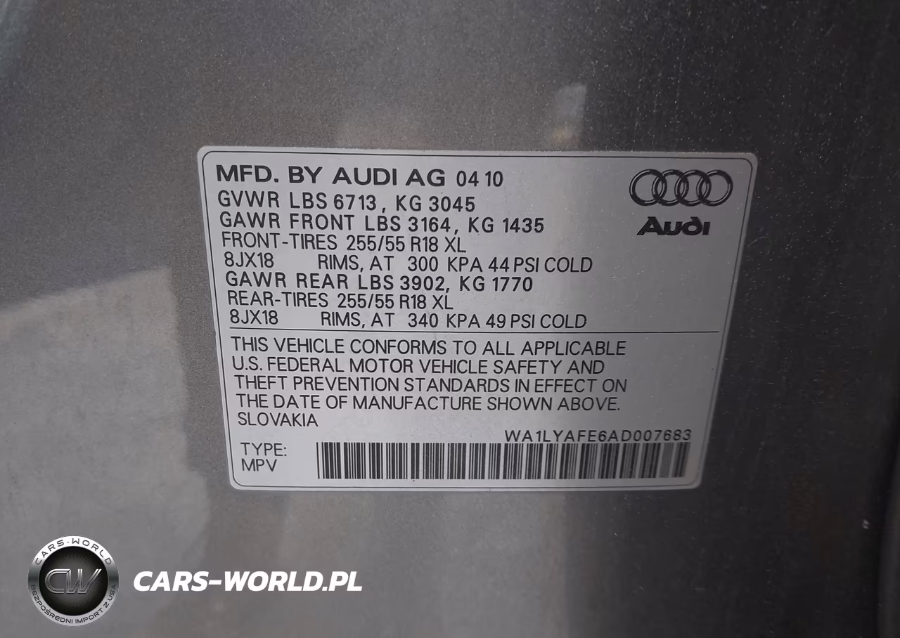 2010 Audi Q7 3.6 Premium VIN:WA1LYAFE6AD007683 - 9