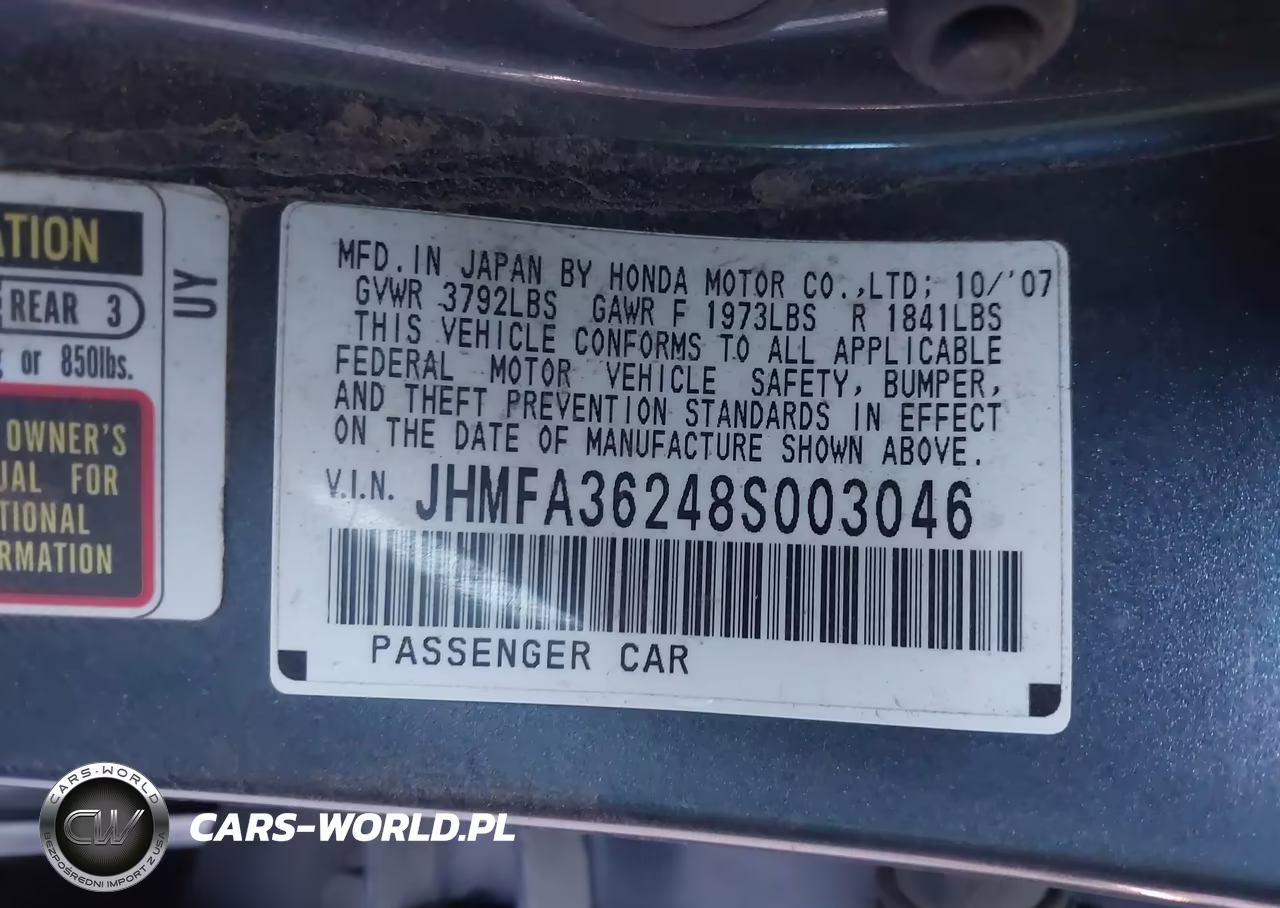 2008 Honda Civic Hybrid VIN:JHMFA36248S003046 - 9