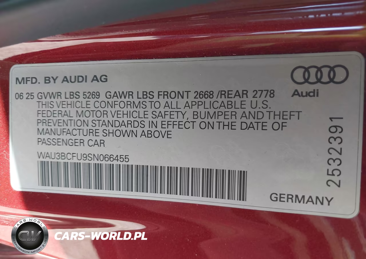 2025 Audi All-New A5 Prestige Tfsi Quattro S Tronic VIN:WAU3BCFU9SN066455 - 9