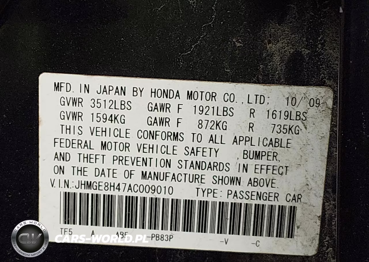 2010 Honda Fit Sport VIN:JHMGE8H47AC009010 - 9
