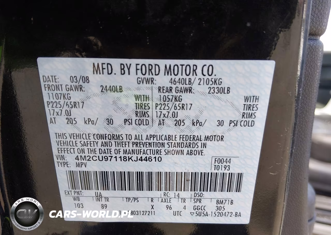 2008 Mercury Mariner Premier VIN:4M2CU97118KJ44610 - 9