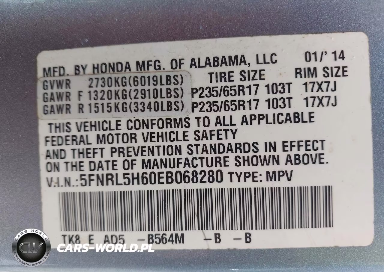 2014 Honda Odyssey Ex-L VIN:5FNRL5H60EB068280 - 9