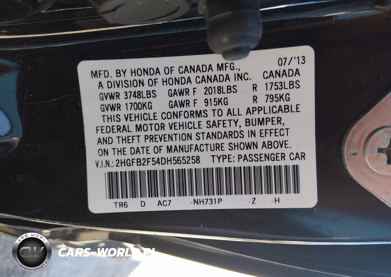 2013 Honda Civic Lx VIN:2HGFB2F54DH565258 - 9