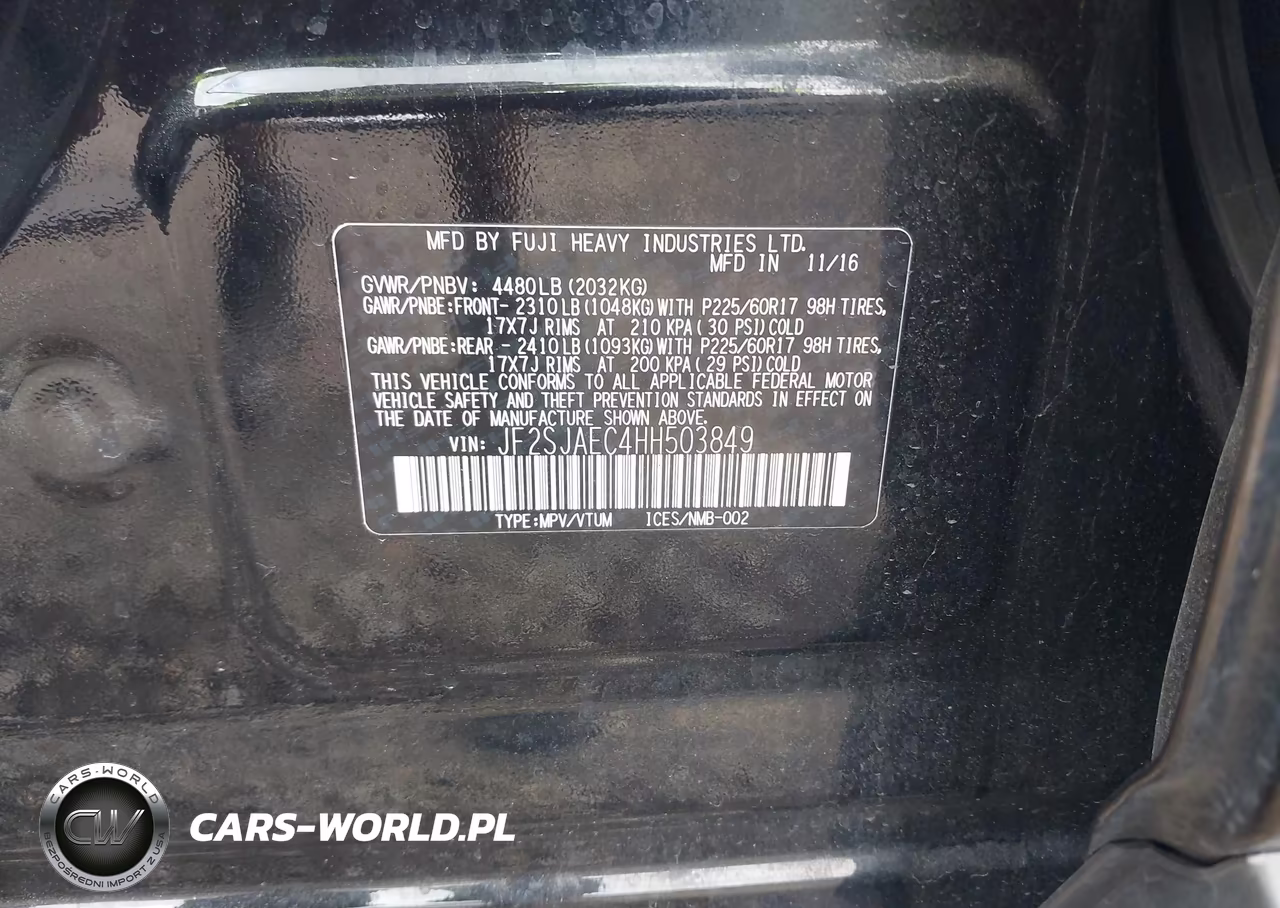 2017 Subaru Forester 2.5I Premium VIN:JF2SJAEC4HH503849 - 9
