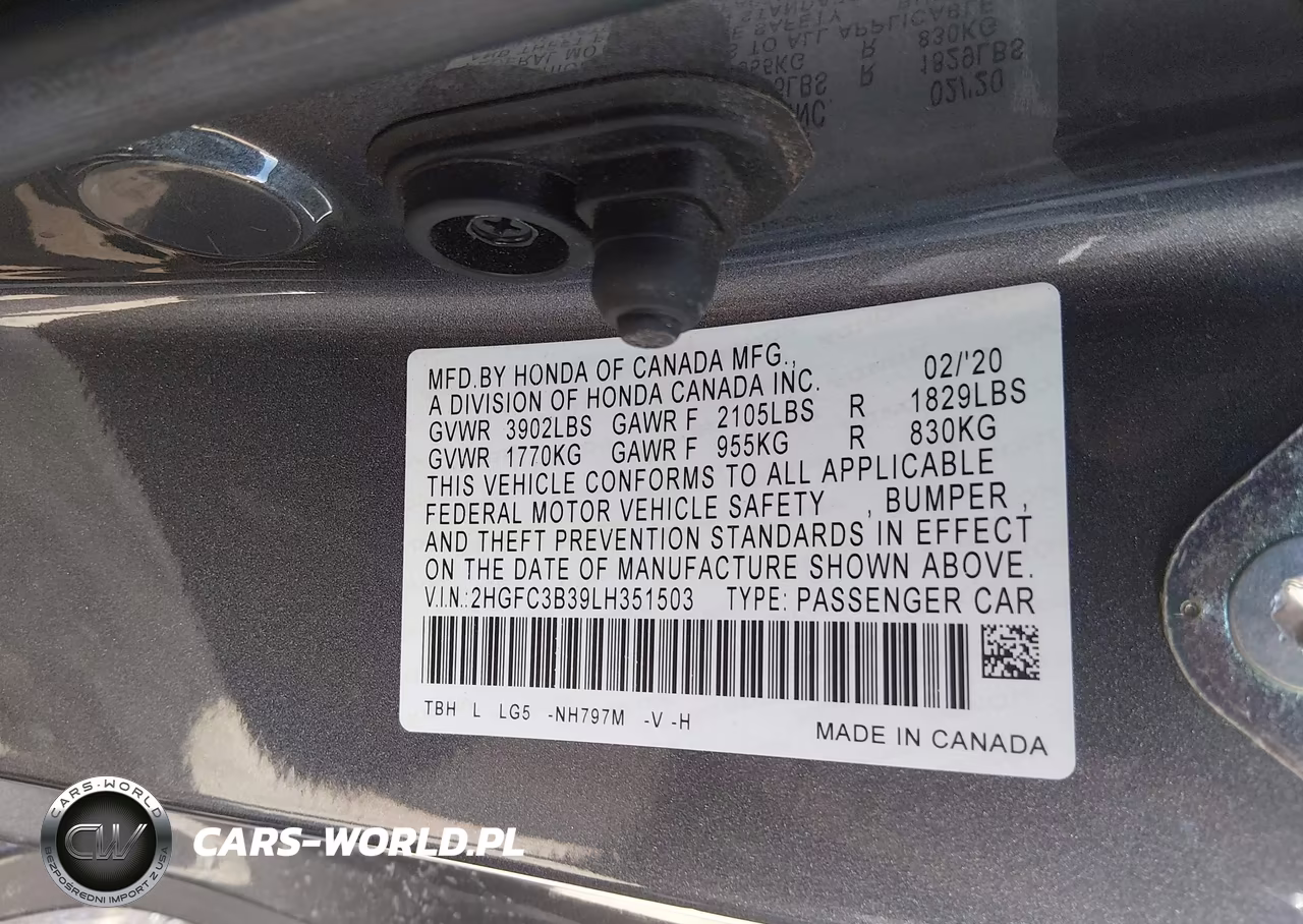2020 Honda Civic Ex VIN:2HGFC3B39LH351503 - 9