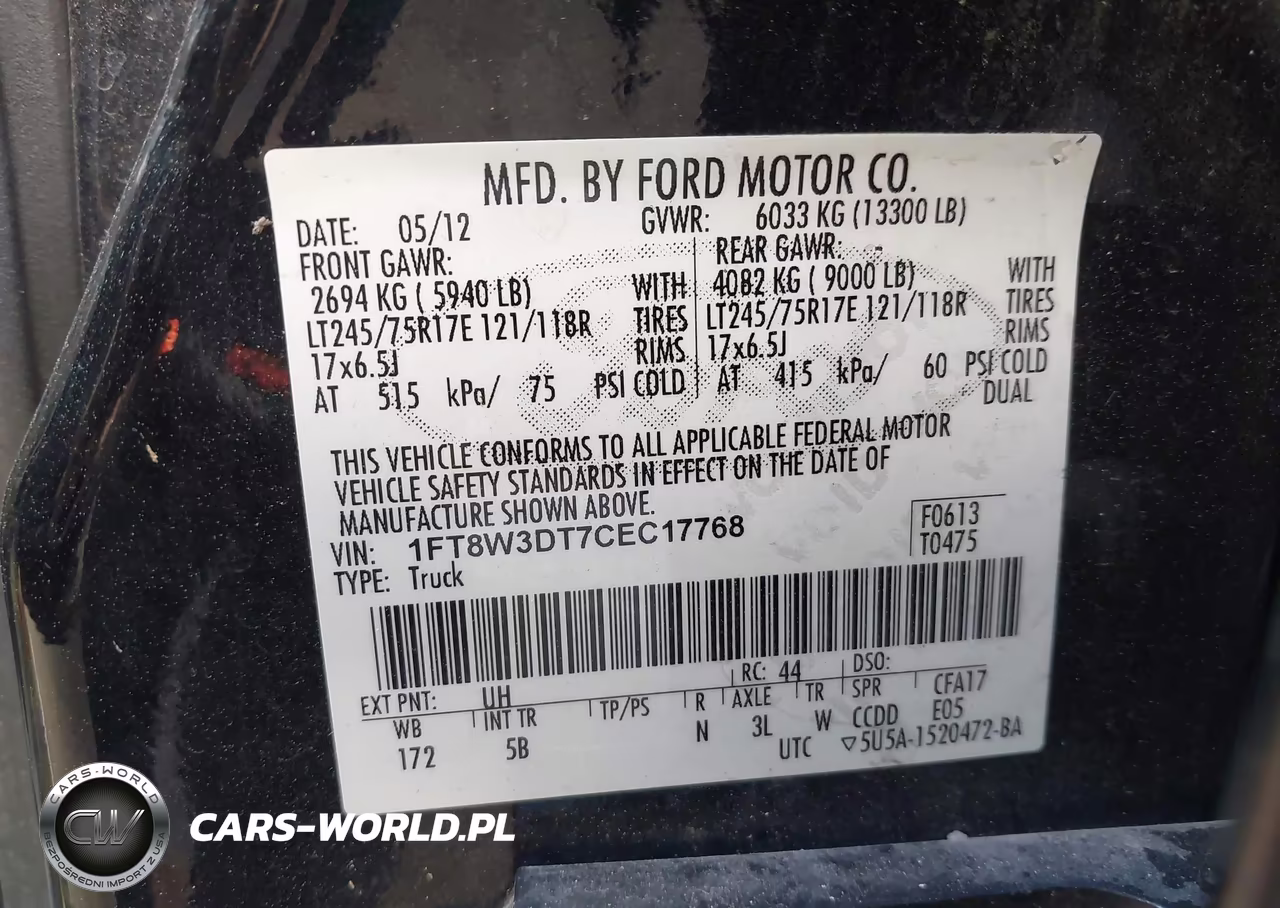 2012 Ford F-350 Lariat VIN:1FT8W3DT7CEC17768 - 8
