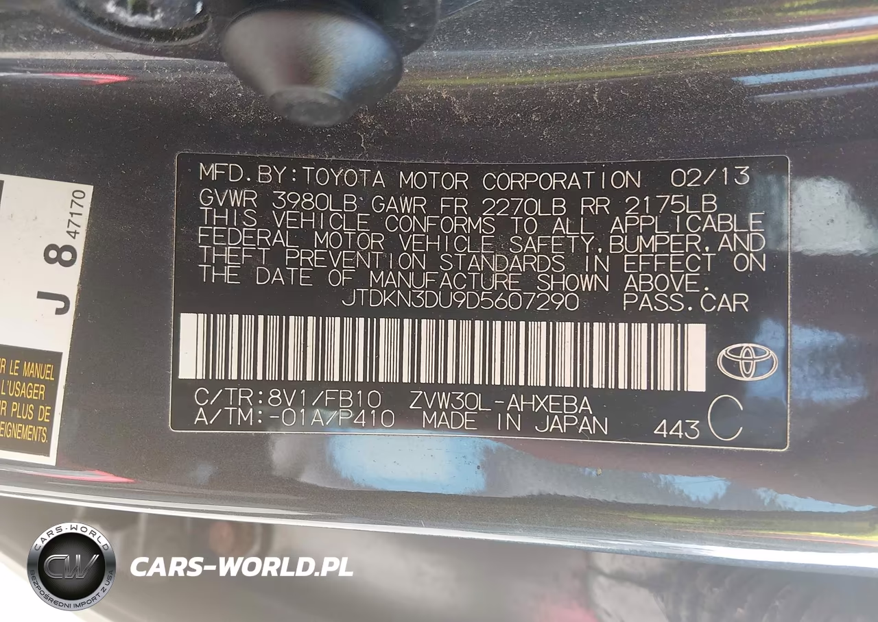 2013 Toyota Prius Two VIN:JTDKN3DU9D5607290 - 9