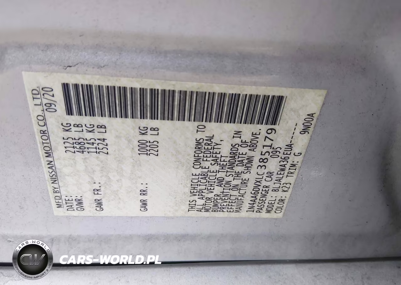 2020 Nissan Maxima Sl Xtronic Cvt VIN:1N4AA6DVXLC385179 - 9