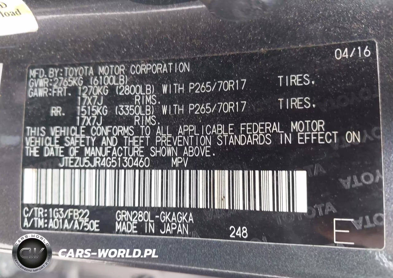 2016 Toyota 4Runner Sr5 VIN:JTEZU5JR4G5130460 - 9